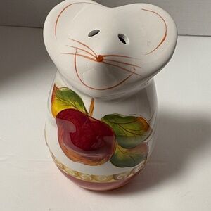 Ceramic Mouse Shaped Parmesan Cheese Shaker with Apple Design